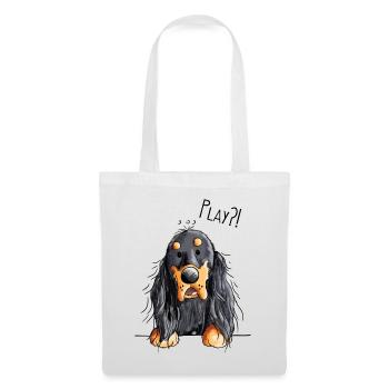 Play Gordon Setter - Chien - Cadeau - Sac en tissu - blanc - Devant