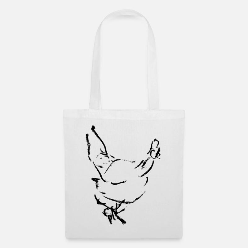 Henne - Zeichnung / HUHN - Stoffbeutel - Weiß