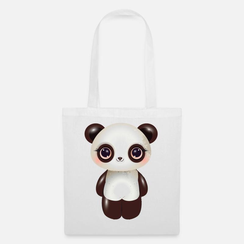 niedlicher Panda mit rosa Wangen im Comic Stil - Stoffbeutel - Weiß