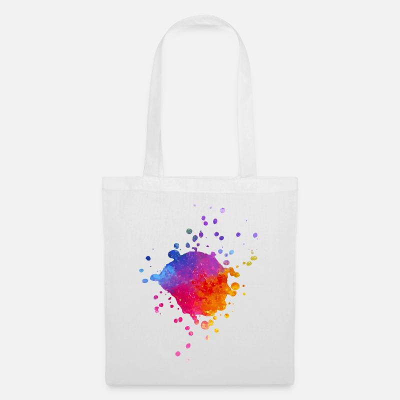 Bunte Farbspritzer - Farbverlauf Aquarell - Stoffbeutel - Weiß