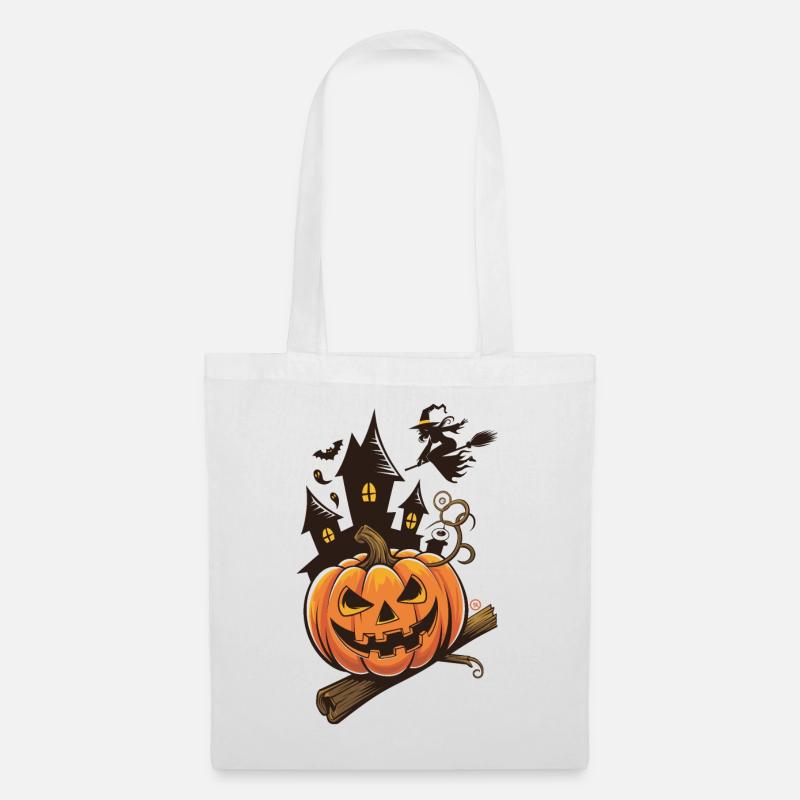 Halloween Kürbis - Stoffbeutel - Weiß