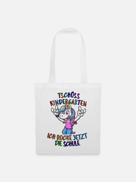 Einhorn mit Spruch und Schulmotto Kindermode - Stoffbeutel - Weiß