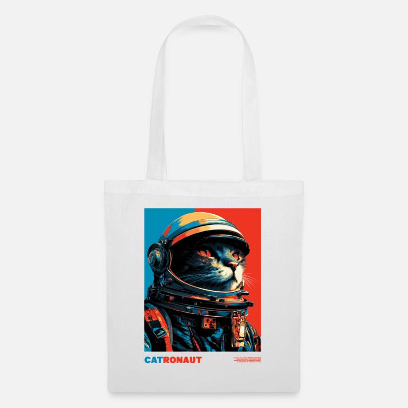 Katzenastronaut - Stoffbeutel - Weiß