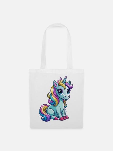 Sitzendes Einhorn - Stoffbeutel - Weiß