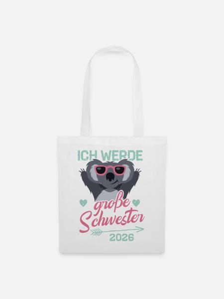 Ich Werde Große Schwester 2026 - Schwangerschaft - Stoffbeutel - Weiß