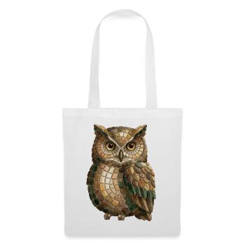 Eule Mosaik - Weise Eulenfan Geschenkidee - Stoffbeutel - Weiß - Vorne