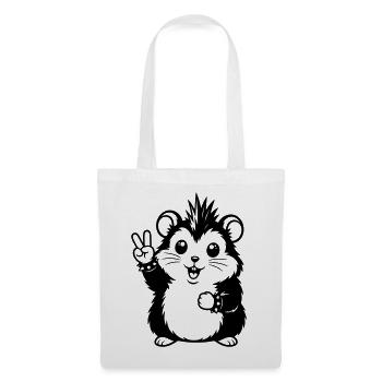 Hamster punk avec le signe de la paix - Sac en tissu - blanc - Devant