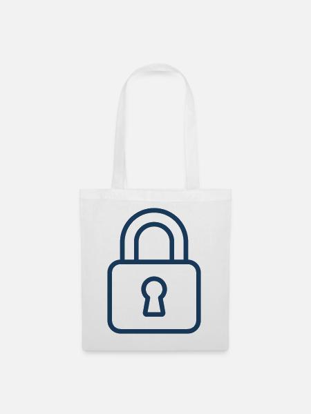 Vorhängeschloss Solid-Icon Sicheres Schloss Sicherheitsschutz - Stoffbeutel - Weiß