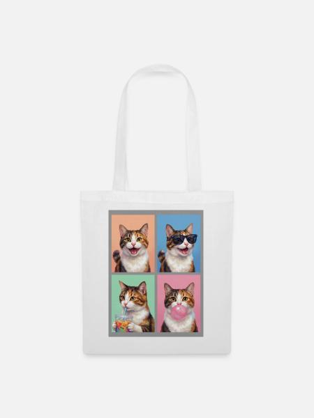 Katzen Japanese Bobtail Katze - Stoffbeutel - Weiß