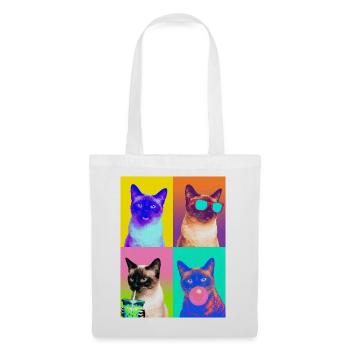 Katzen Siam Katze - Stoffbeutel - Weiß - Vorne