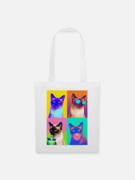 Katzen Siam Katze - Stoffbeutel - Weiß