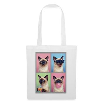 Katzen Siam Katze - Stoffbeutel - Weiß - Vorne