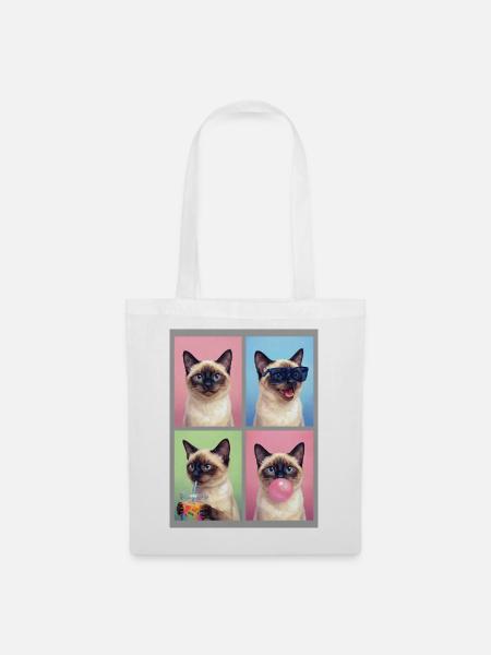 Katzen Siam Katze - Stoffbeutel - Weiß