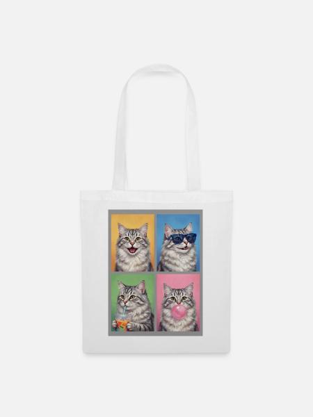 Katzen Sibirische Katze - Stoffbeutel - Weiß