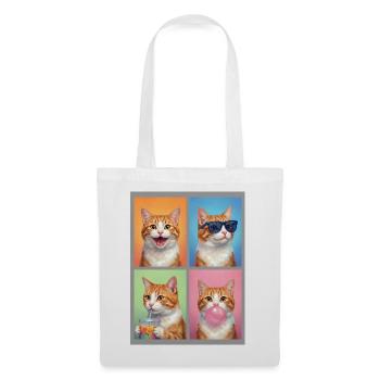 Katzen Orange Tabby Katze - Stoffbeutel - Weiß - Vorne