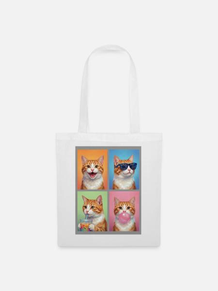 Katzen Orange Tabby Katze - Stoffbeutel - Weiß