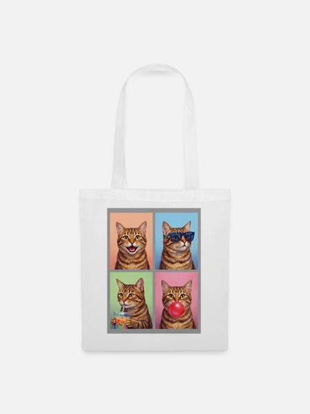 Katzen Orange Tabby Katze - Stoffbeutel - Weiß