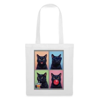 Katzen schwarze Katze - Stoffbeutel - Weiß - Vorne