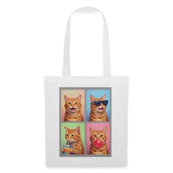 Katzen orange Tabby Katze - Stoffbeutel - Weiß - Vorne