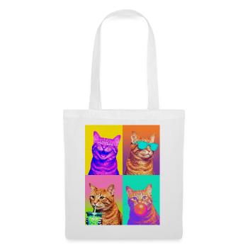 Katzen orange Tabby Katze - Stoffbeutel - Weiß - Vorne