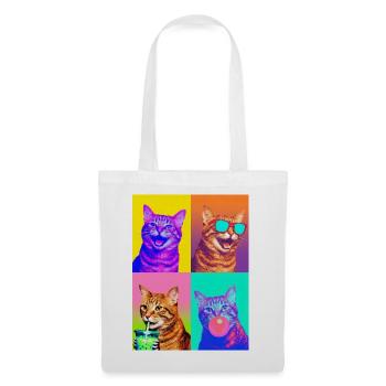Katzen orange Tabby Katze - Stoffbeutel - Weiß - Vorne
