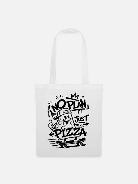No Plan Just Pizza – Skater-Pizza - Stoffbeutel - Weiß