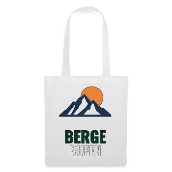 Minimalistische Berglinie T‑Shirt – Berge rufen - Stoffbeutel - Weiß - Vorne