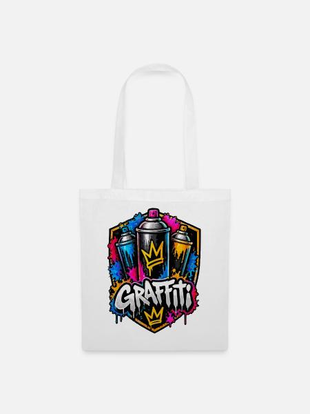 Graffiti Krone Spray Kunst - Stoffbeutel - Weiß