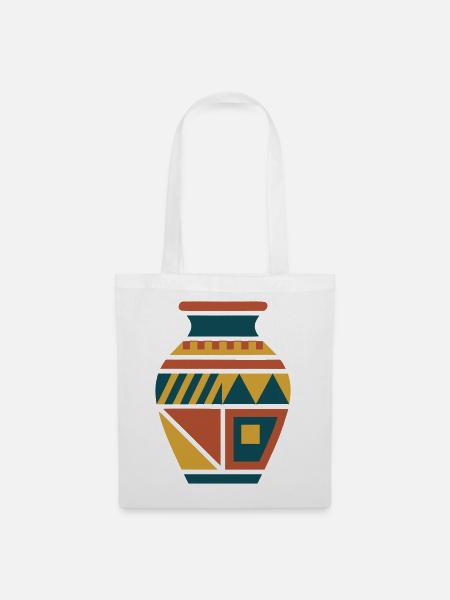 Toepfern Vase Keramik Grafik - Stoffbeutel - Weiß