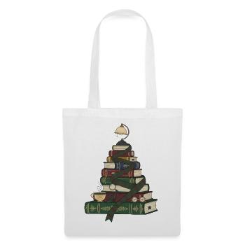 Weihnachtsbaum aus Büchern - Stoffbeutel - Weiß - Vorne