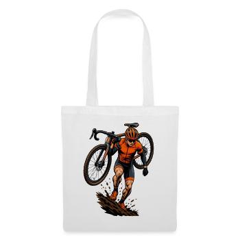 Cyclocross Run Up Fahrrad Sport T-Shirt - Stoffbeutel - Weiß - Vorne