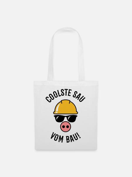 Coolste Sau Vom Bau! (Bauarbeiter / Handwerker) - Stoffbeutel - Weiß
