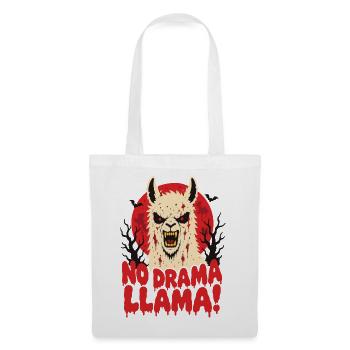Horror-Lama – No Drama Llama mit rotem Mond - Stoffbeutel - Weiß - Vorne