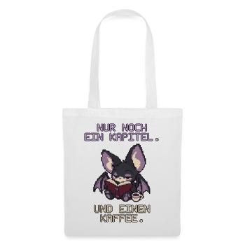 Lesende Fledermaus mit Kaffee Pixel Art - Stoffbeutel - Weiß - Vorne