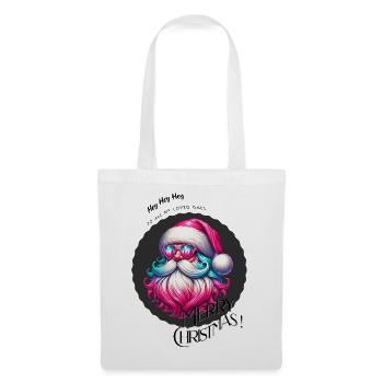 Weihnachtsmann - Fröhliche Weihnachten - Design - Stoffbeutel - Weiß - Vorne