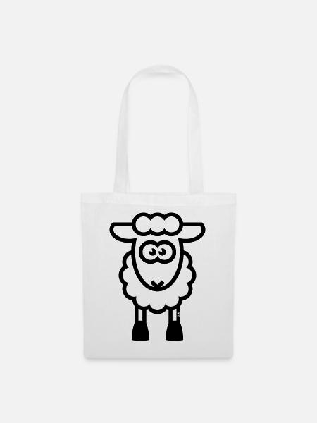 Schaf / Schäfchen / Lamm / Lämmchen (Black) - Stoffbeutel - Weiß