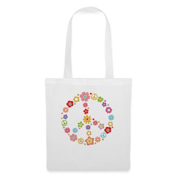 Peace World Paix Flower Power Gift Années 70 Amour - Sac en tissu - blanc - Devant