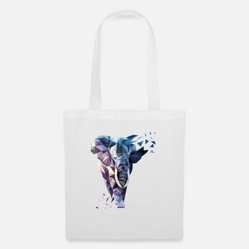 Polygon mit Elefant - Stoffbeutel - Weiß