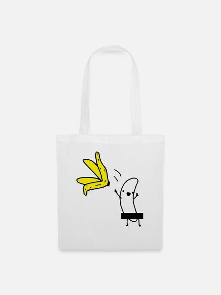 Bananen Striptease - Stoffbeutel - Weiß