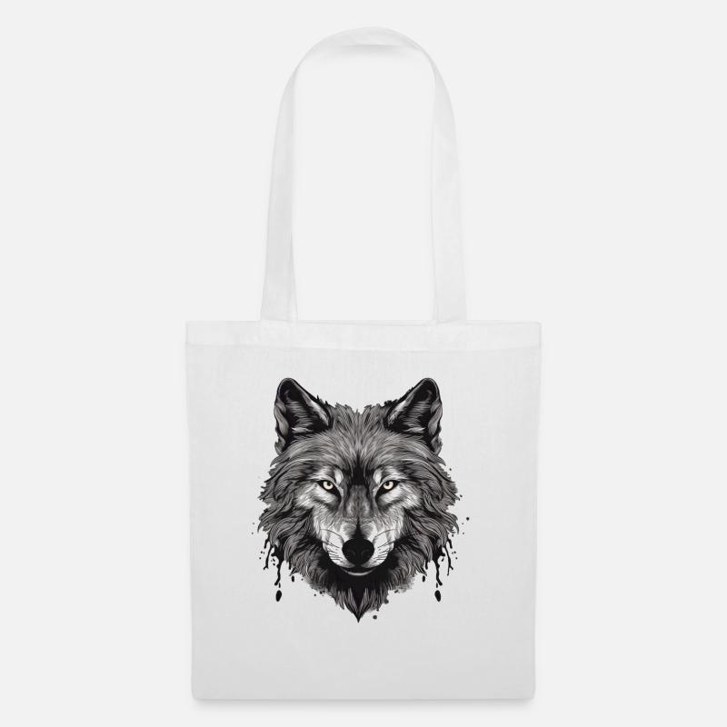 Grauer epischer Wolf schöner Grauwolf fantasy - Stoffbeutel - Weiß