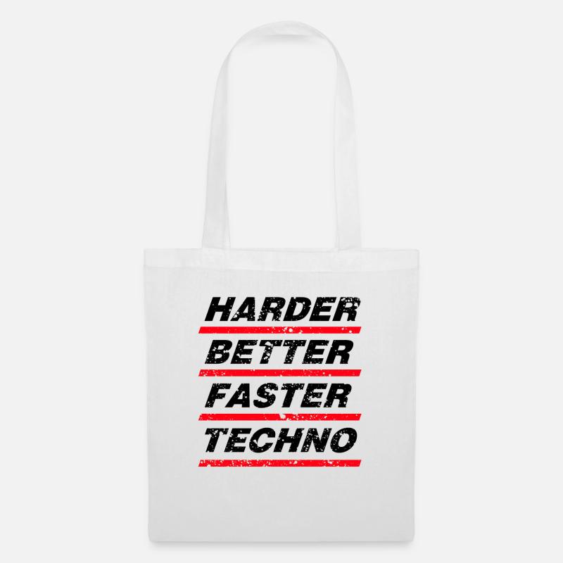 HARDER BETTER FASTER TECHNO - Stoffbeutel - Weiß