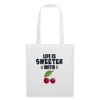La vie est plus douce avec la cerise - Sac en tissu - blanc - Devant