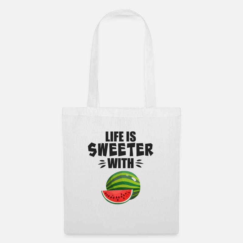 Das Leben ist süßer mit Wassermelone - Stoffbeutel - Weiß