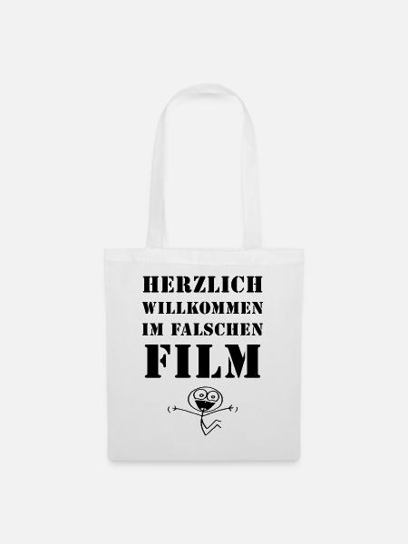 Herzlich willkommen im falschen Film Geschenkidee - Stoffbeutel - Weiß