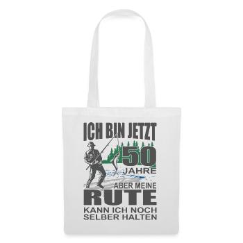 50. Geburtstag Angler Lustiger Spruch Rute halten - Stoffbeutel - Weiß - Vorne