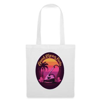 Retro 80s Staubsauger mit Orchidee und Palmen - Stoffbeutel - Weiß - Vorne