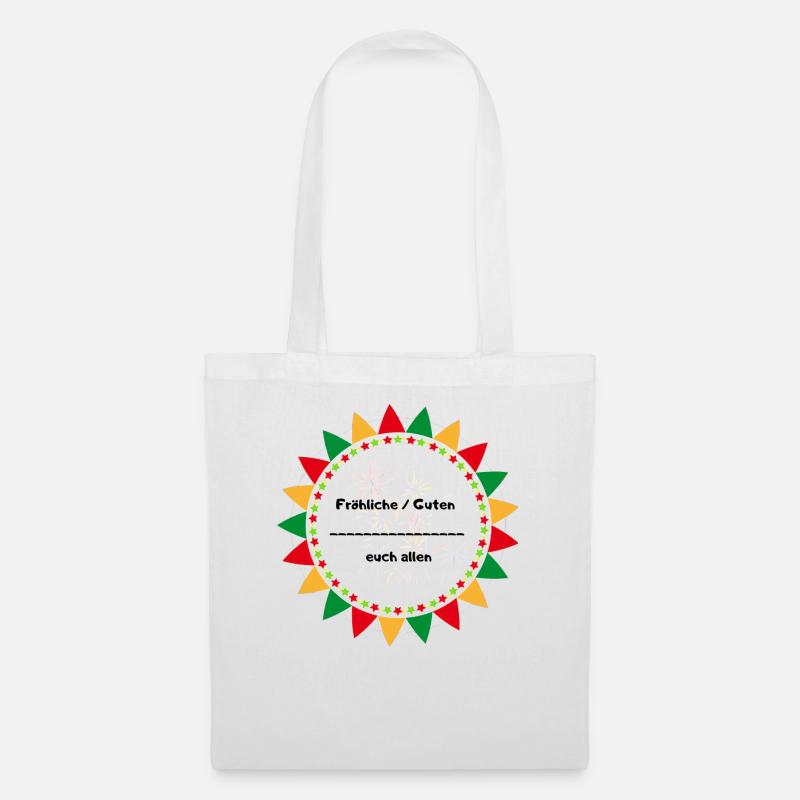 Fröhlicher Festgruß mit buntem Design Text deutsch - Stoffbeutel - Weiß