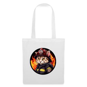 Katze Feuerwehr - Stoffbeutel - Weiß - Vorne