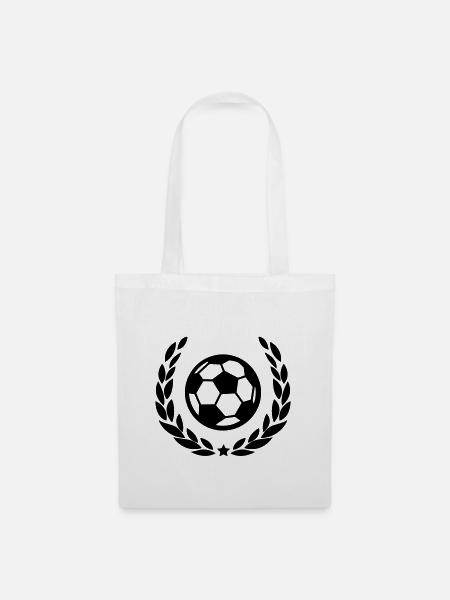 Fußball im Lorbeerkranz / Euro- Welt- Meister Logo - Stoffbeutel - Weiß