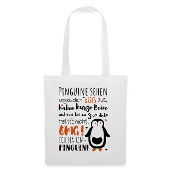 Lustig Pinguin Diät dick Tier fett Spruch Geschenk - Stoffbeutel - Weiß - Vorne